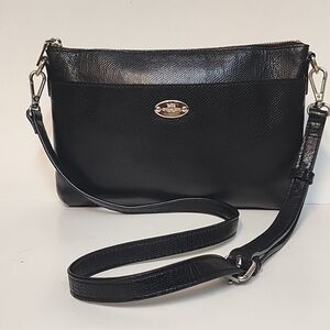 Coach Black Saffiano Leather with gold trim Shoulder Bag